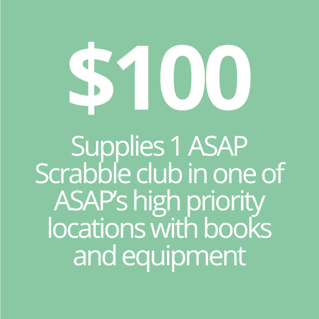 $100 donation to ASAP Scrabble community